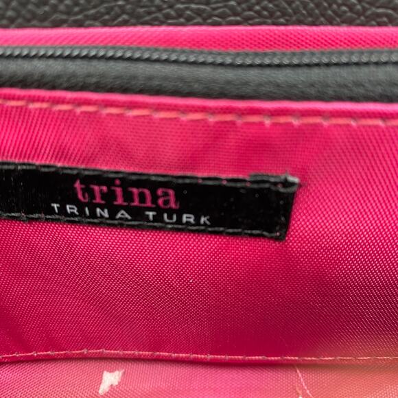 Trina Turk Floral Zip Around‎ Wallet Clutch Hot Pink Kelly Green Cottagecore NWT - Picture 5 of 6